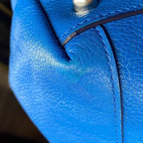 Coach Edie 31 36465 Blue Pebble Leather Embossed Horse & Carriage Shoulder Bag - Picture 8 of 16